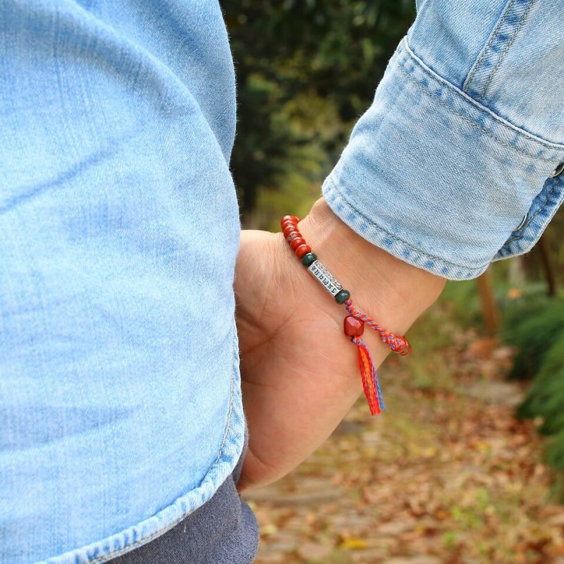 Bracelet Porte Bonheur Tibétain – Jaspe Rouge - Bracelet Pierre Naturelle - Yogazen