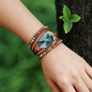 Bracelet Wrap 5 Tours et Pierre de Labradorite - Bracelet Pierre Naturelle - Yogazen