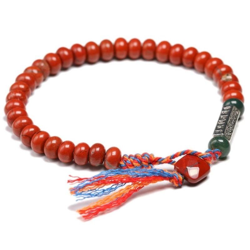 Bracelet Porte Bonheur Tibétain – Jaspe Rouge - Bracelet Pierre Naturelle - Yogazen