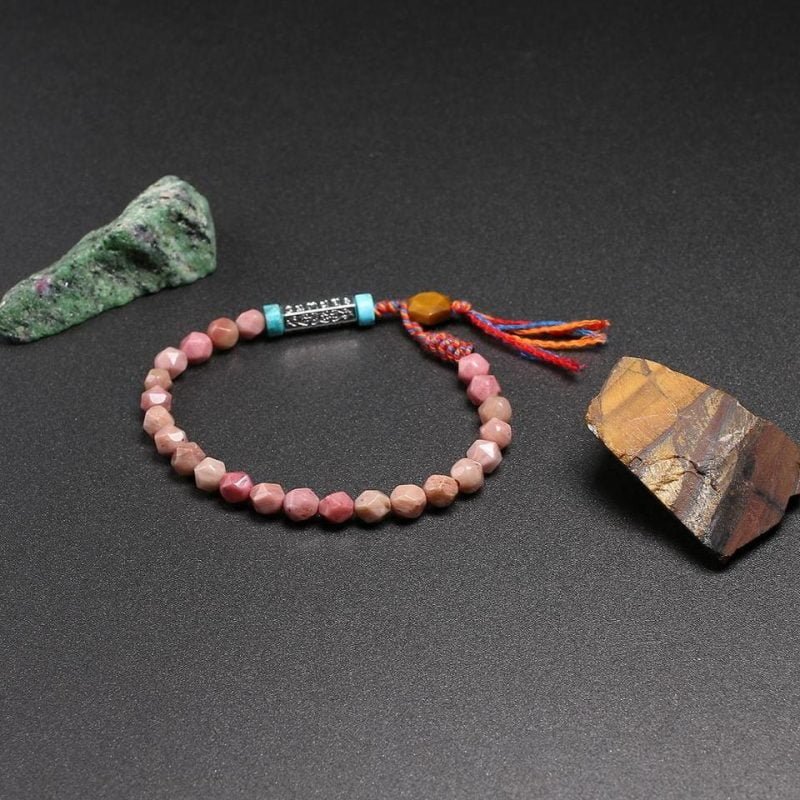 Bracelet Porte Bonheur Tibétain – Rhodonite - Bracelet Rhodonite - Yogazen