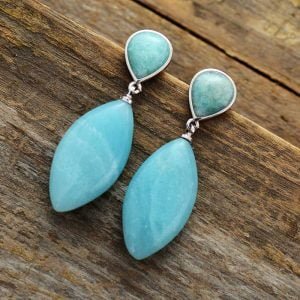 Boucle d'Oreille Amazonite Bleu - Boucles d'Oreilles Pierre Naturelle - Yogazen