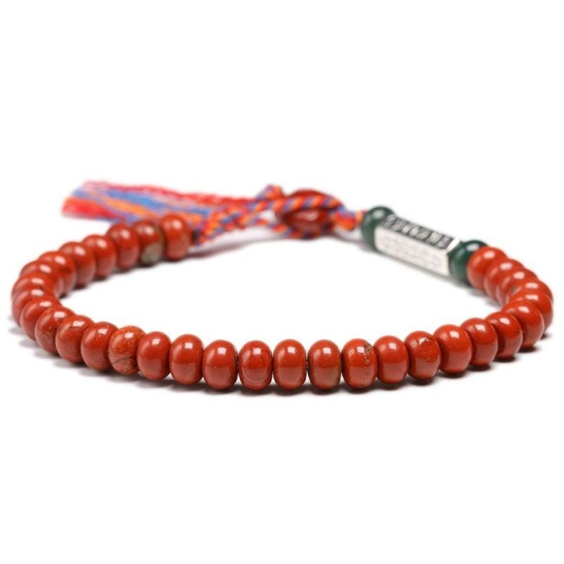 Bracelet Porte Bonheur Tibétain – Jaspe Rouge - Bracelet Pierre Naturelle - Yogazen
