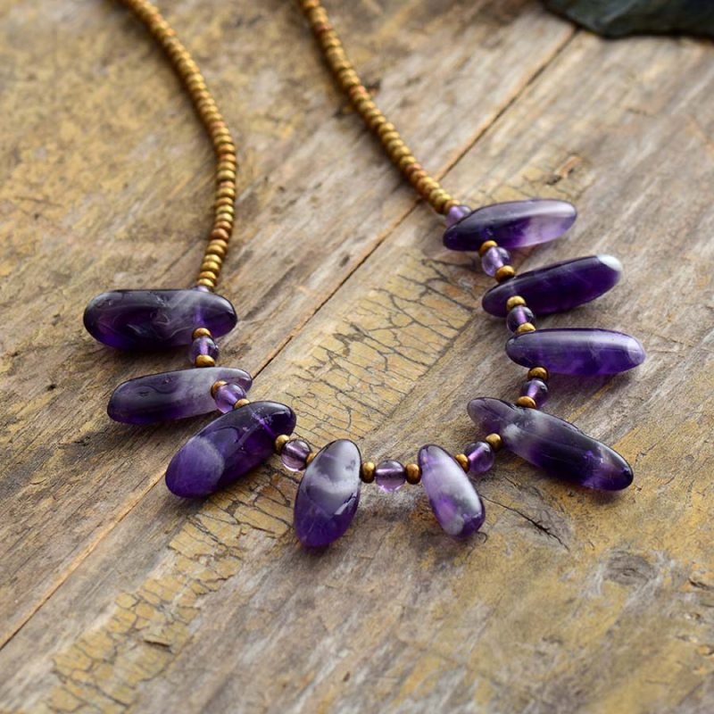 Collier avec des Pierres d'Améthyste - Collier Pierre Naturelle - Yogazen
