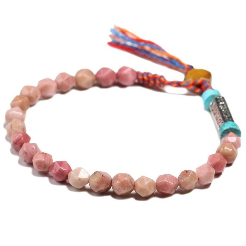 Bracelet Porte Bonheur Tibétain – Rhodonite - Bracelet Rhodonite - Yogazen