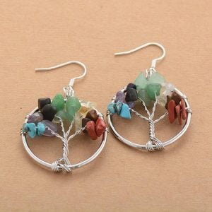 Boucle d'Oreilles Arbre de Vie 7 Chakras - Bijoux Arbre de Vie - Yogazen