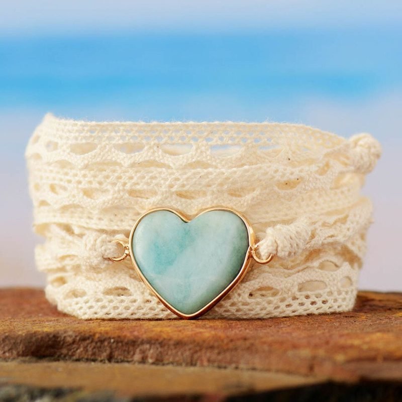 Bracelet en Macramé avec une Pierre Coeur - Bracelet Pierre Naturelle - Yogazen