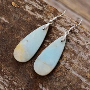 Boucles d'Oreilles Goutte d'Eau en Amazonite - Boucles d'Oreilles Pierre Naturelle - Yogazen