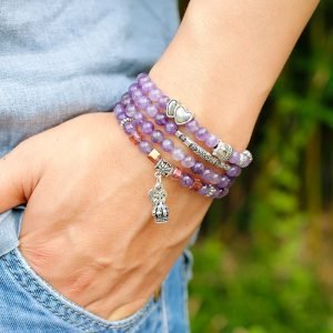 Mala en Améthyste - Symboles Bouddhistes - Mala Tibétain - Yogazen