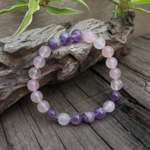 Bracelet Améthyste et Quartz Rose - Bracelet Pierre Naturelle - Yogazen