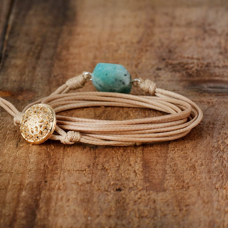 Bracelet Bohème en Amazonite Géométrique - Bracelet Pierre Naturelle - Yogazen