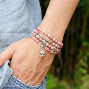 Bracelet Mala Bouddhiste en Rhodonite - Bracelet Rhodonite - Yogazen