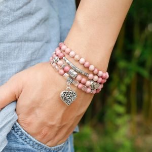 Bracelet Mala Bouddhiste en Rhodonite - Bracelet Rhodonite - Yogazen