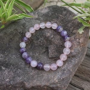 Bracelet Améthyste et Quartz Rose - Bracelet Pierre Naturelle - Yogazen