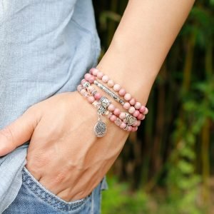 Bracelet Mala Bouddhiste en Rhodonite - Bracelet Rhodonite - Yogazen