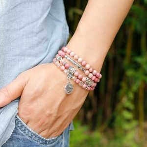Bracelet Mala Bouddhiste en Rhodonite - Bracelet Rhodonite - Yogazen