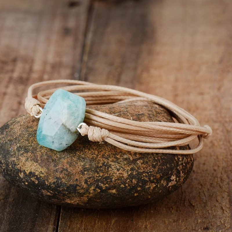 Bracelet Bohème en Amazonite Géométrique - Bracelet Pierre Naturelle - Yogazen