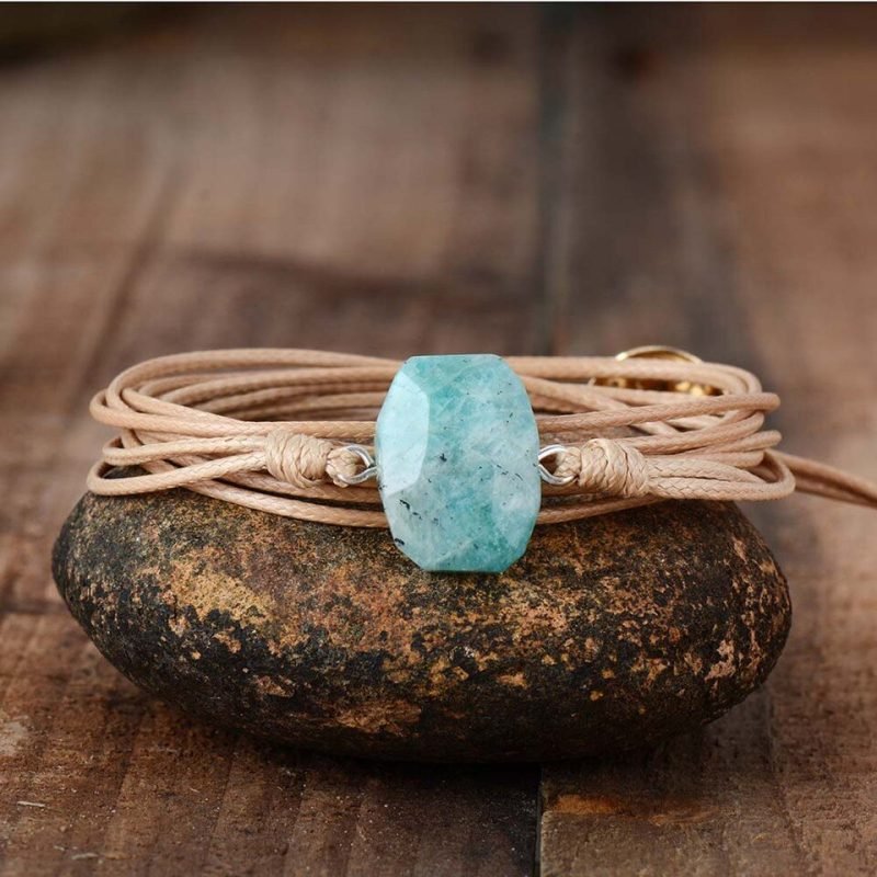 Bracelet Bohème en Amazonite Géométrique - Bracelet Pierre Naturelle - Yogazen