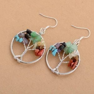 Boucle d'Oreilles Arbre de Vie 7 Chakras - Bijoux Arbre de Vie - Yogazen