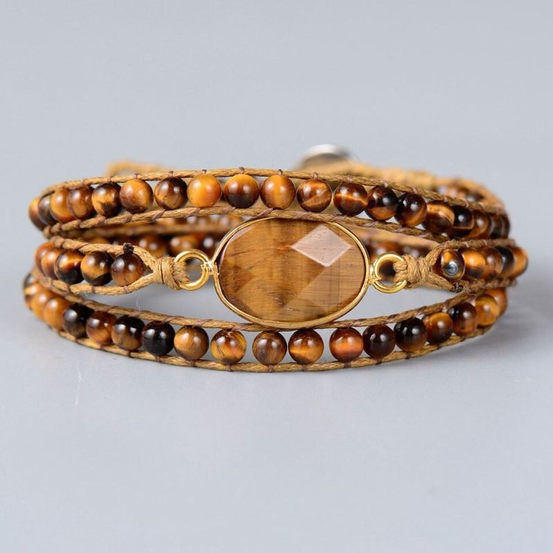 Bracelet Wrap Oeil de Tigre - Bracelet Pierre Naturelle - Yogazen