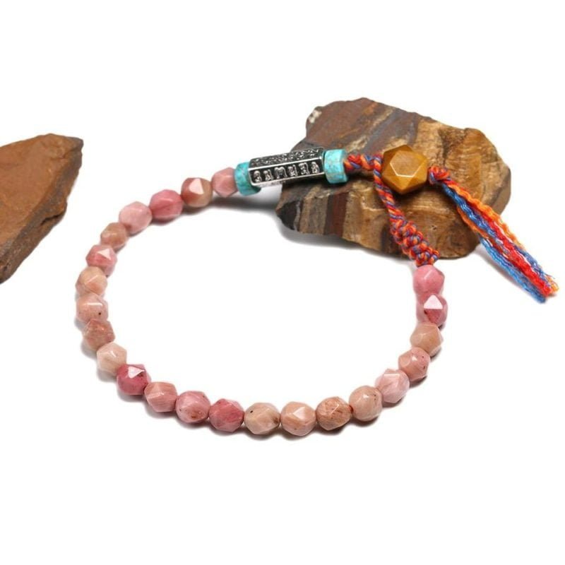 Bracelet Porte Bonheur Tibétain – Rhodonite - Bracelet Rhodonite - Yogazen