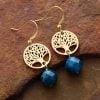 Boucles d'Oreilles Arbre de Vie et Perles d'Apatite - Bijoux Arbre de Vie - Yogazen