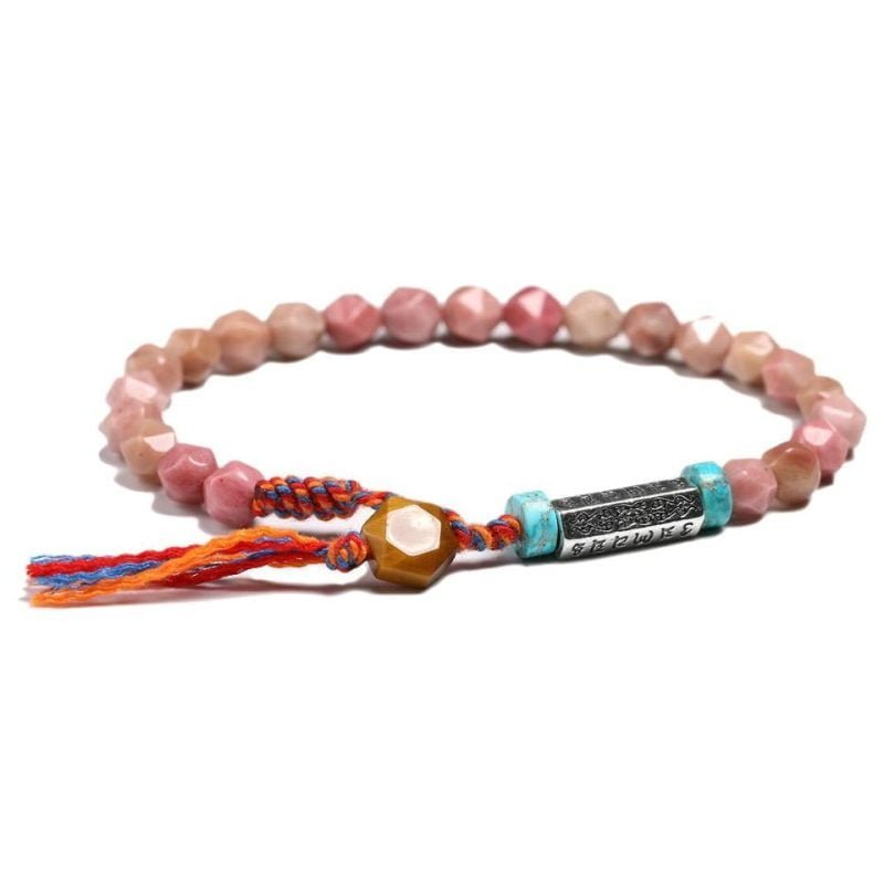 Bracelet Porte Bonheur Tibétain – Rhodonite - Bracelet Rhodonite - Yogazen