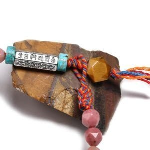 Bracelet Porte Bonheur Tibétain – Rhodonite - Bracelet Rhodonite - Yogazen