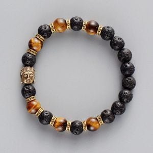 Bracelet Tête de Bouddha – Œil de Tigre et Pierre de Lave - Non classé - Yogazen