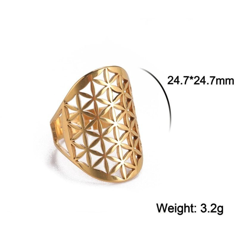 Bague Fleur de Vie – Ajustable - Bague Pierre Naturelle - Yogazen