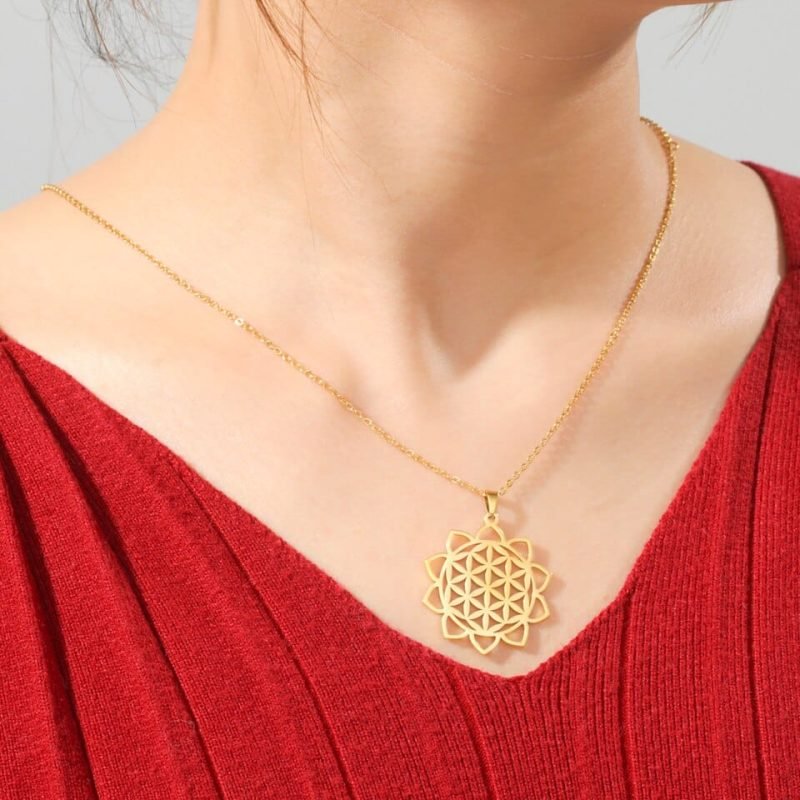 Pendentif Fleur de Vie – Chakra du Coeur - Bijoux Pierre Naturelle - Yogazen