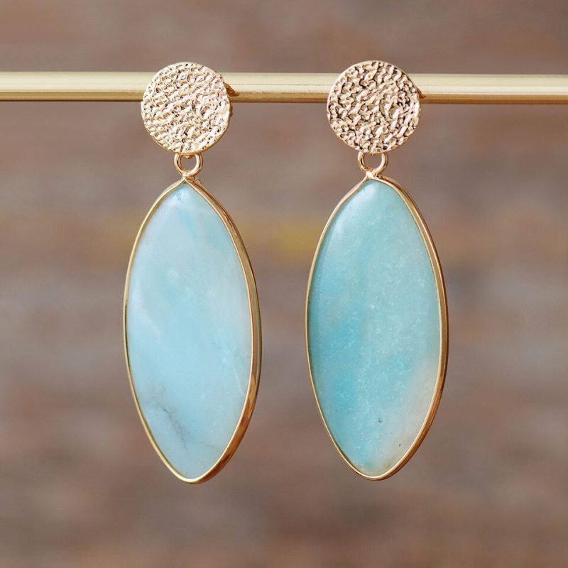 Boucles d'Oreilles en Amazonite Vert Pâle - Boucles d'Oreilles Pierre Naturelle - Yogazen