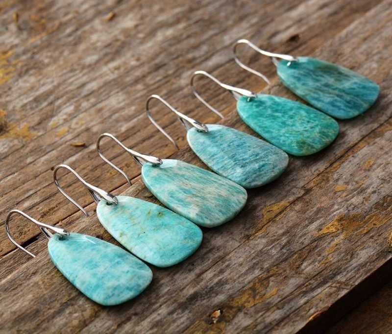 Boucles d’Oreilles en Pierre d'Amazonite - Boucles d'Oreilles Pierre Naturelle - Yogazen