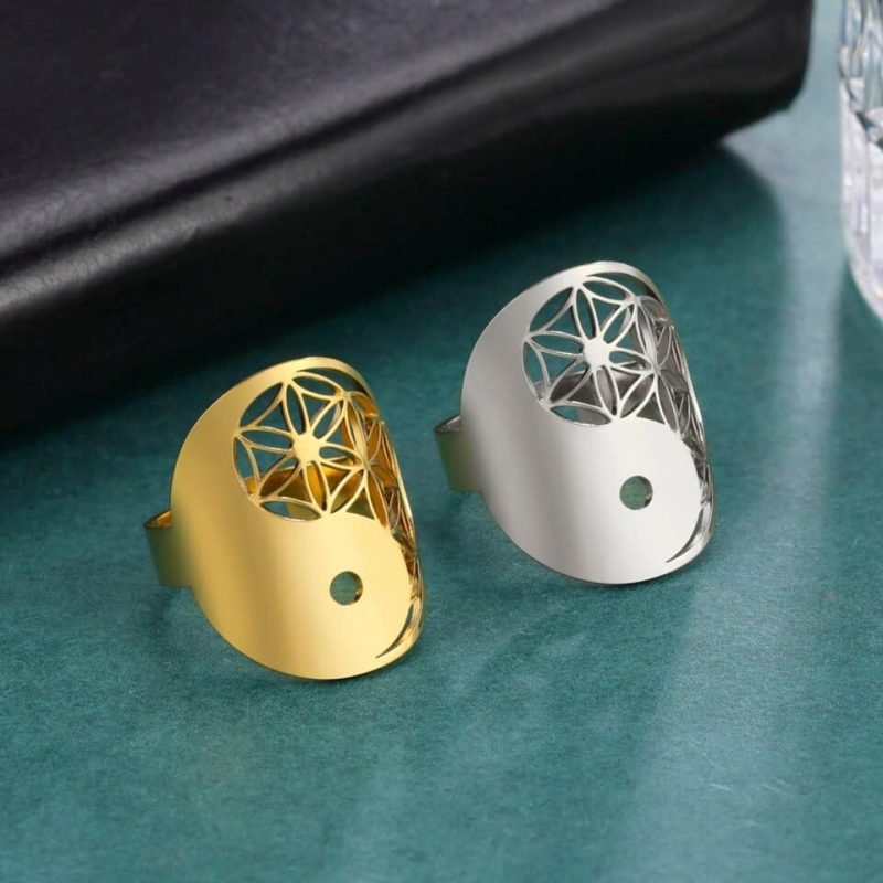 Bague Fleur de Vie – Yin Yang - Bague Pierre Naturelle - Yogazen