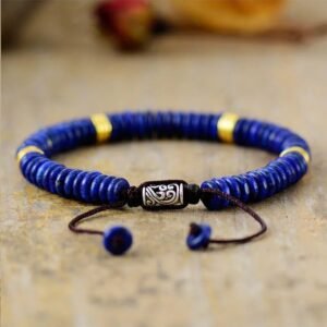 Bracelet Cordon Lapis Lazuli - Ajustable - Bracelet Pierre Homme - Yogazen