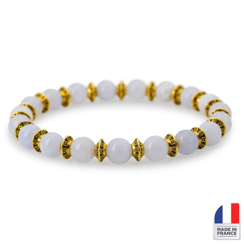 Bracelet Calcédoine Bleue - Harmonie - Bijoux Artisanaux Pierres Naturelles - Yogazen