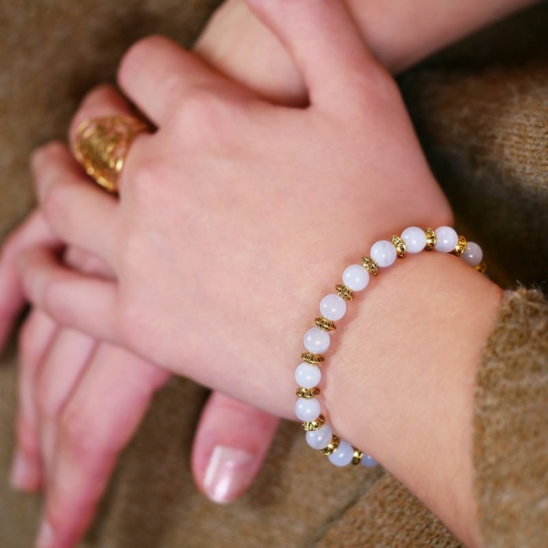 Bracelet Calcédoine Bleue - Harmonie - Bijoux Artisanaux Pierres Naturelles - Yogazen