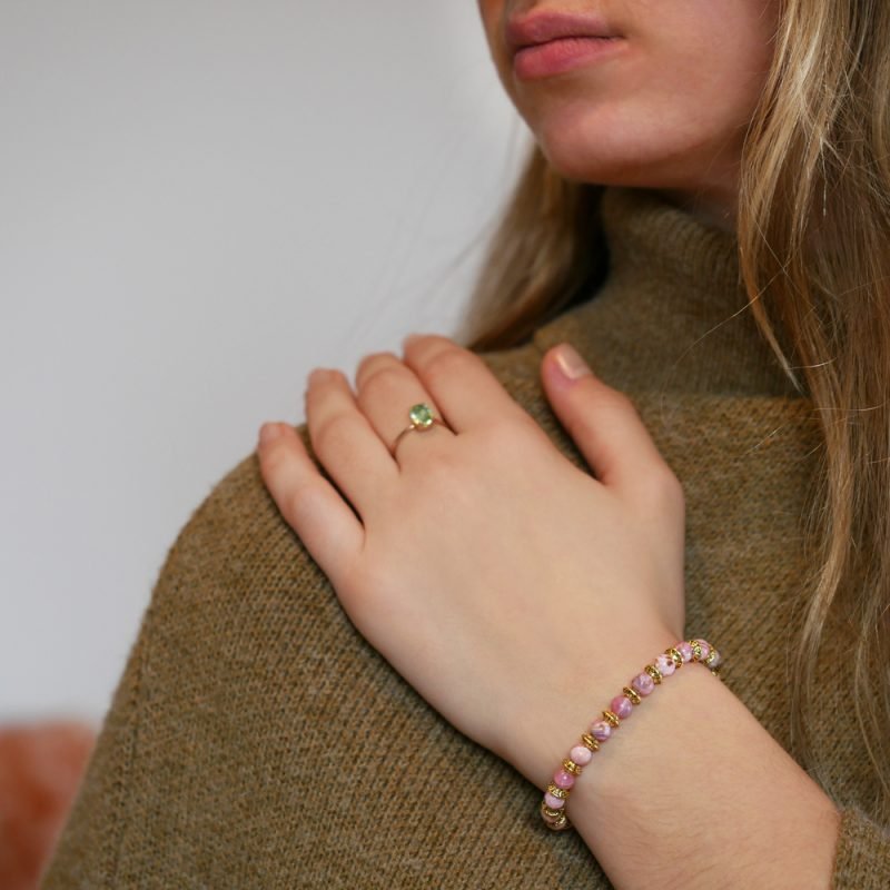 Bracelet Rhodochrosite - Relation Amoureuse - Bijoux Artisanaux Pierres Naturelles - Yogazen