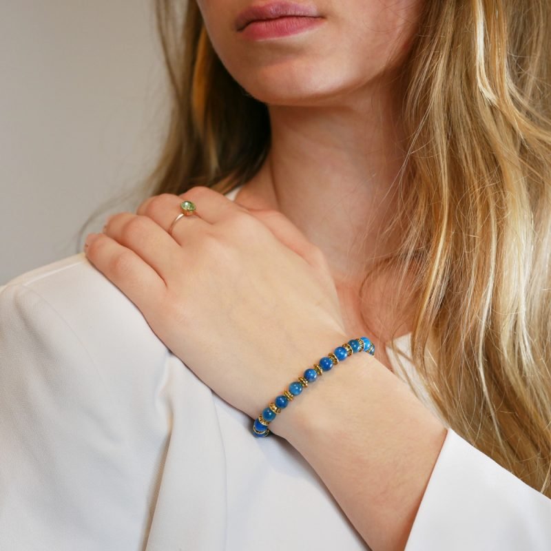 Bracelet Apatite Bleue - Minceur - Bijoux Artisanaux Pierres Naturelles - Yogazen