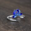 Bague Fleur de Lotus Bleue en Argent 925 - Bague Symbole Sacré - Yogazen
