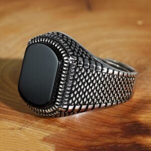Bague Homme - Argent et Onyx Noir - Bague Onyx - Yogazen