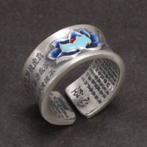 Bague Mantra Fleur de Lotus - Bleu ou Rose - Bague Tibétaine - Yogazen