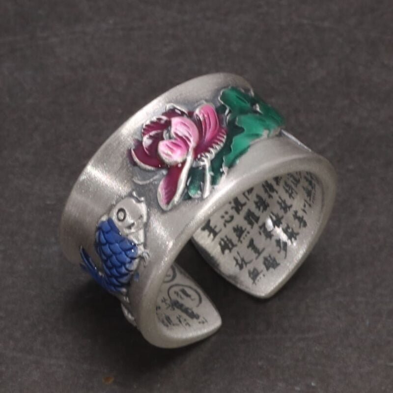 Bague Mantra Fleur de Lotus - Bleu ou Rose - Bague Tibétaine - Yogazen