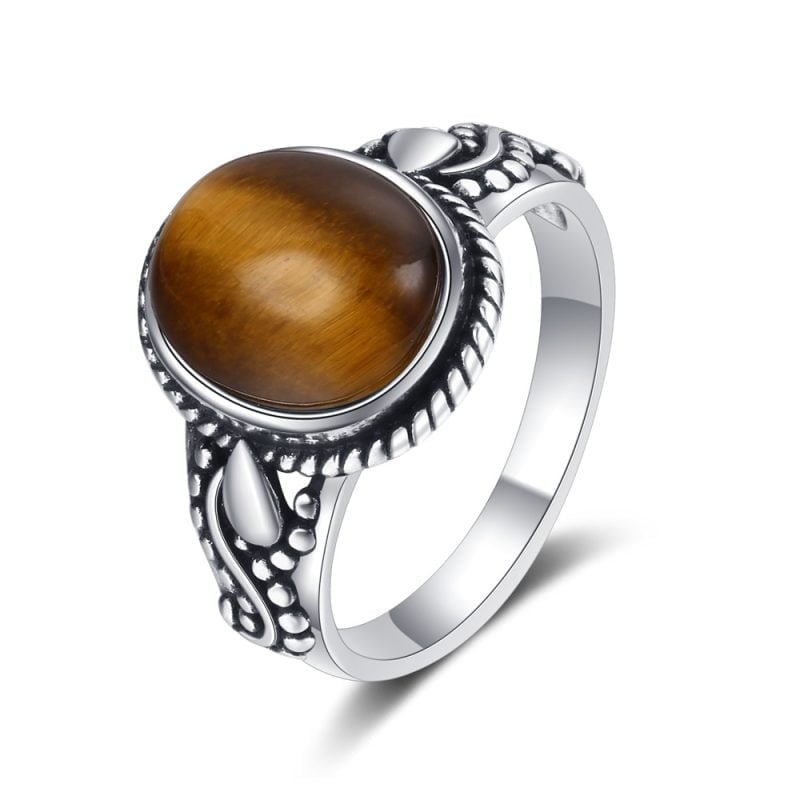 Bague avec Oeil de Tigre Ovale - Bague Oeil de Tigre - Yogazen