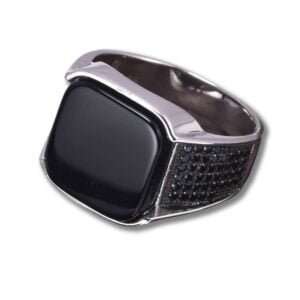 Chevalière Homme Argent Onyx Carré - Bague Onyx - Yogazen