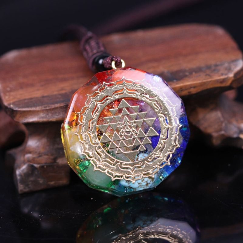 Pendentif Orgonite 7 Chakras - Sri Yantra - Orgonite Pendentif - Yogazen