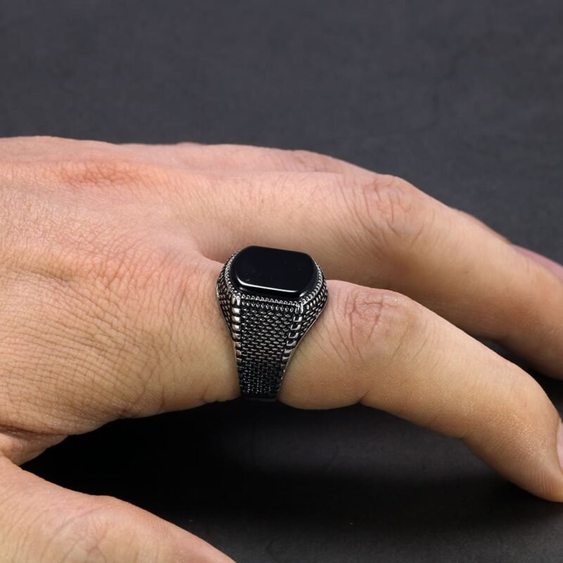 Bague Homme - Argent et Onyx Noir - Bague Onyx - Yogazen