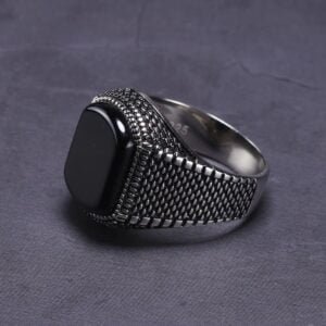 Bague Homme - Argent et Onyx Noir - Bague Onyx - Yogazen