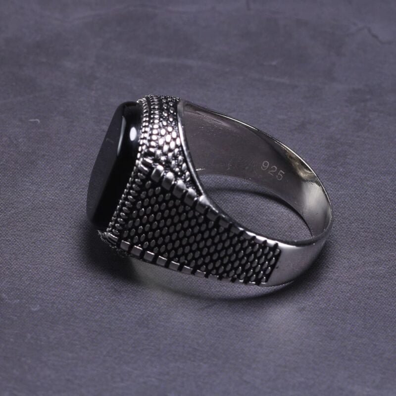 Bague Homme - Argent et Onyx Noir - Bague Onyx - Yogazen