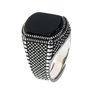 Bague Homme - Argent et Onyx Noir - Bague Onyx - Yogazen