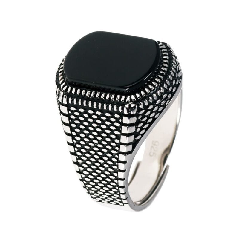 Bague Homme - Argent et Onyx Noir - Bague Onyx - Yogazen